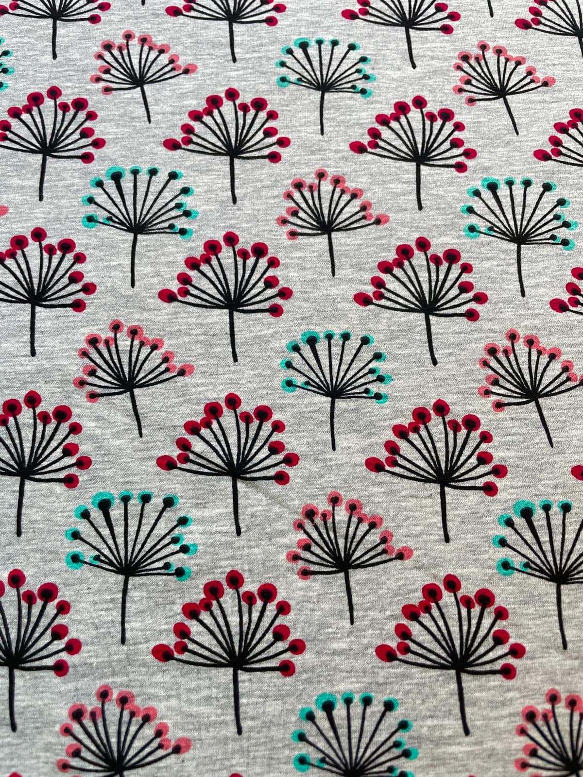 Baumwoll-Jersey "Graphic Flora" mit Blüten grau melange Baumwoll-Jersey "Graphic Flora" mit Blüten grau melange