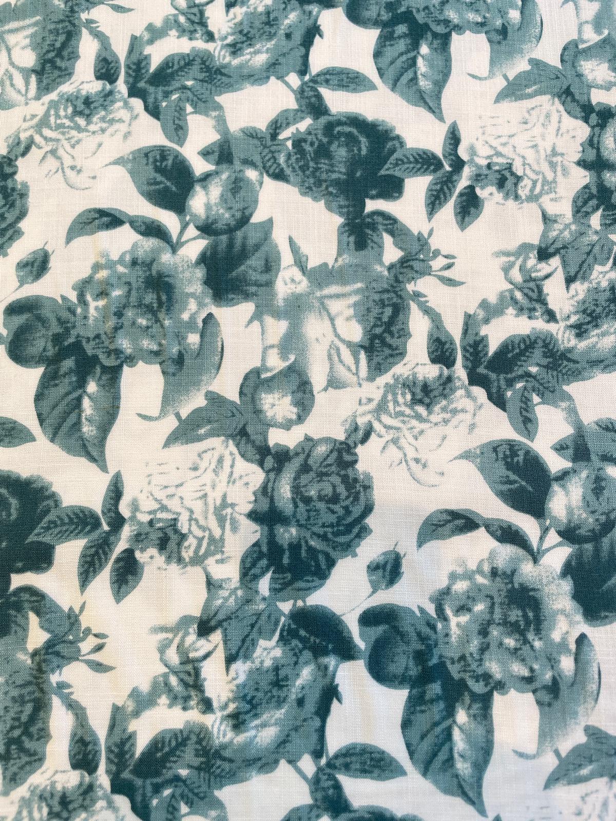 Viskose-Webware – Floral-Print Petrol mit Blumenmuster