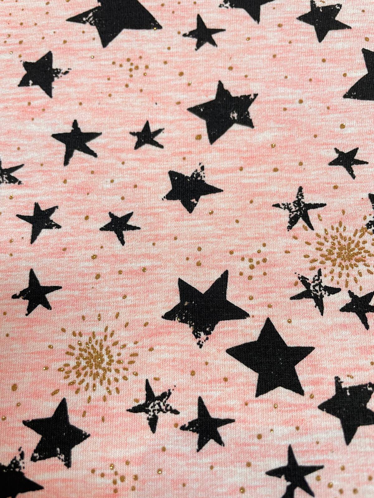 Sweat in aprikotfarben mit Glitzerflecken und schwarzen Sternen Sweat in aprikotfarben mit Glitzerflecken und schwarzen Sternen