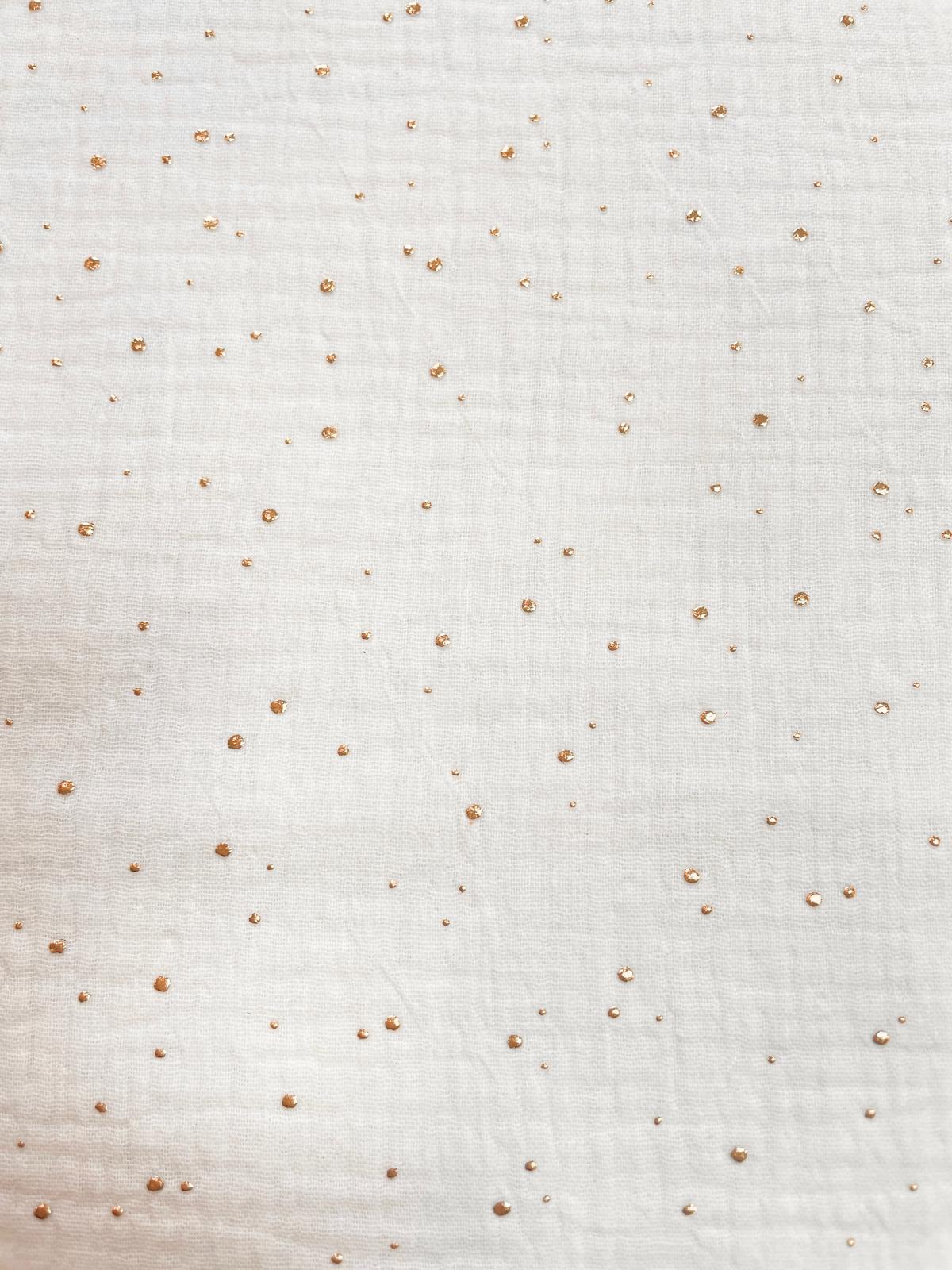 Musselin creme mit goldenen Glitzertropfen