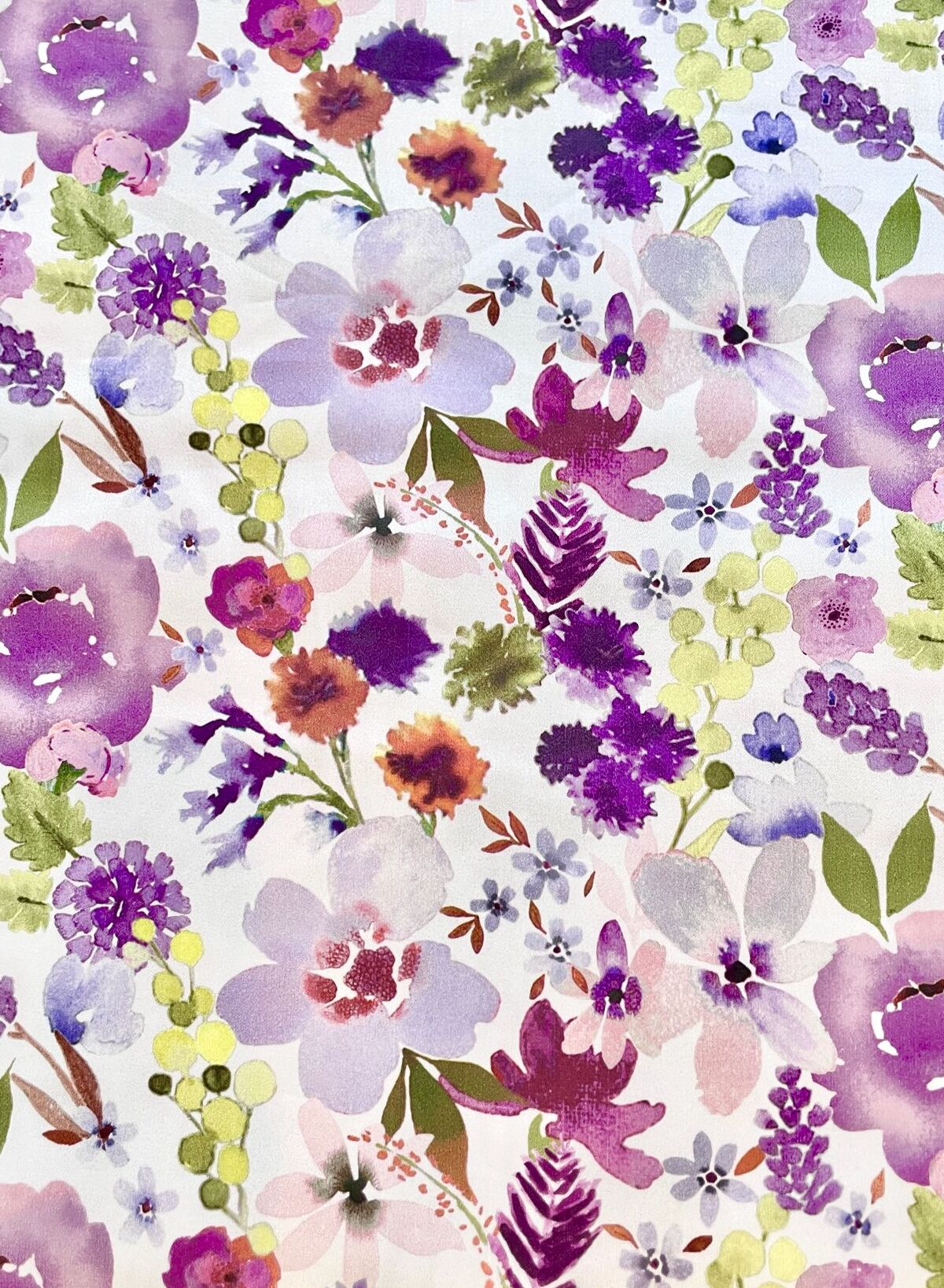 Edler Baumwoll-Satin „Floral Dream“ lila/flieder/mauve/weiss Edler Baumwoll-Satin „Floral Dream“ lila/flieder/mauve/weiss