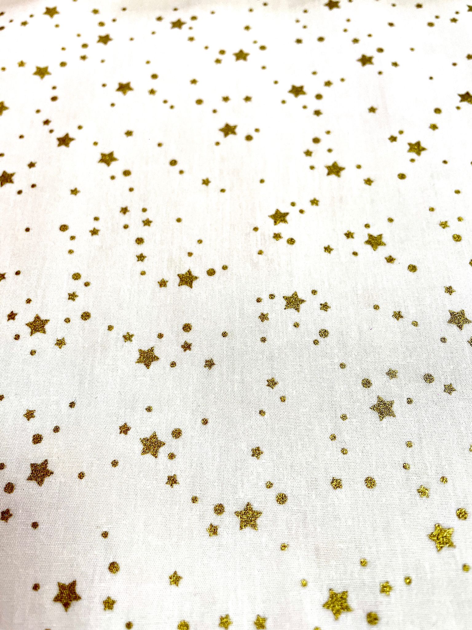 Baumwolle Weihnachten weiss mit goldfarbenen Sternen