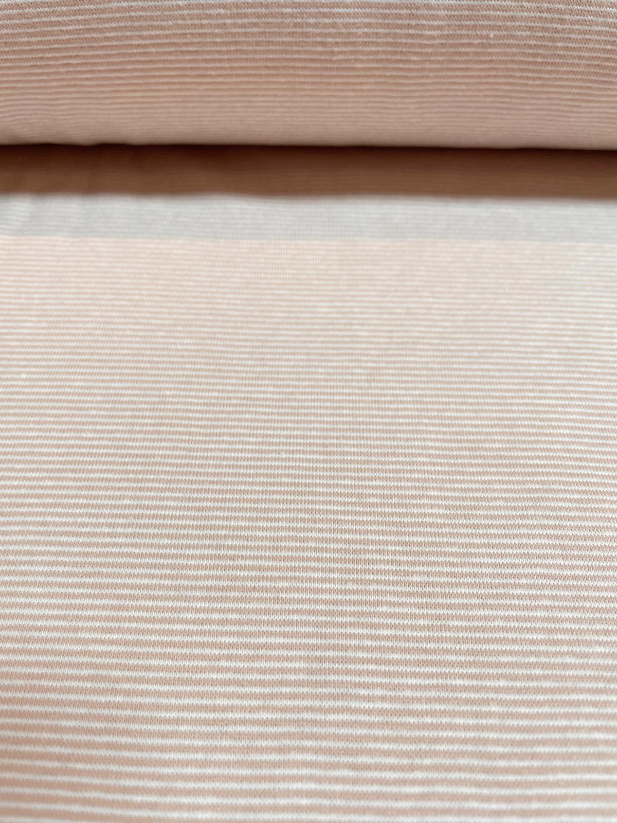 Bündchen schmal gestreift hellrosa/creme