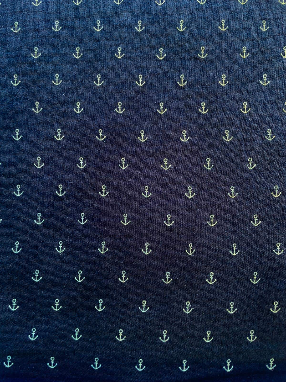 Musselin „Deep Ocean Anker“ – Maritimer Double Gauze dunkelblau
