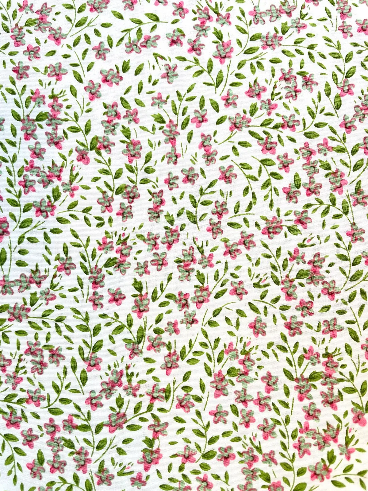 "Flora-Flair: Viskose-Popeline in Blüten-Traum" weiss/grün/rosa "Flora-Flair: Viskose-Popeline in Blüten-Traum" weiss/grün/rosa