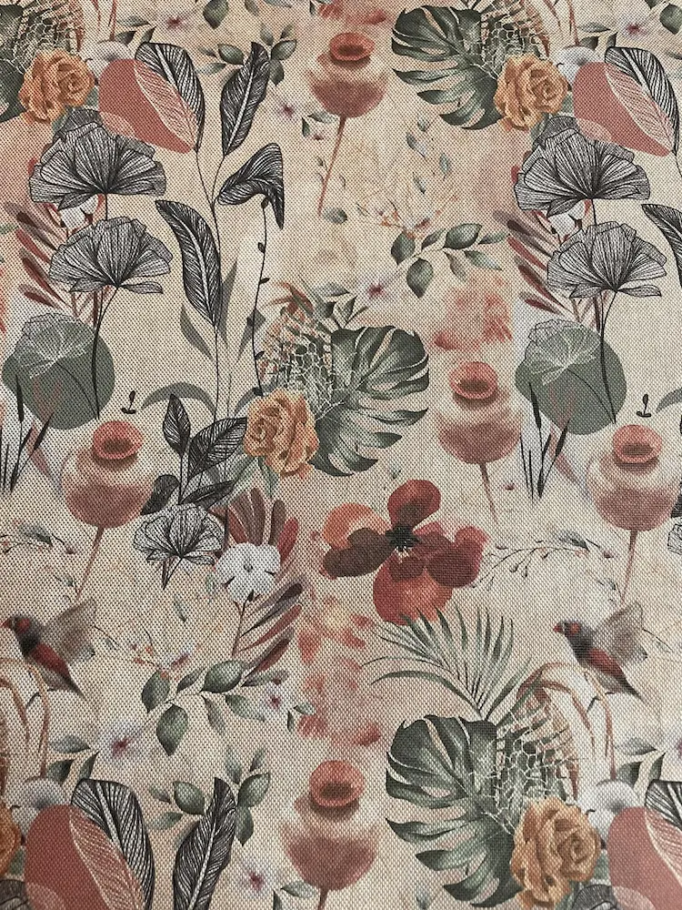 Deko Stoff beige mit Blumenmuster Deko Stoff beige mit Blumenmuster
