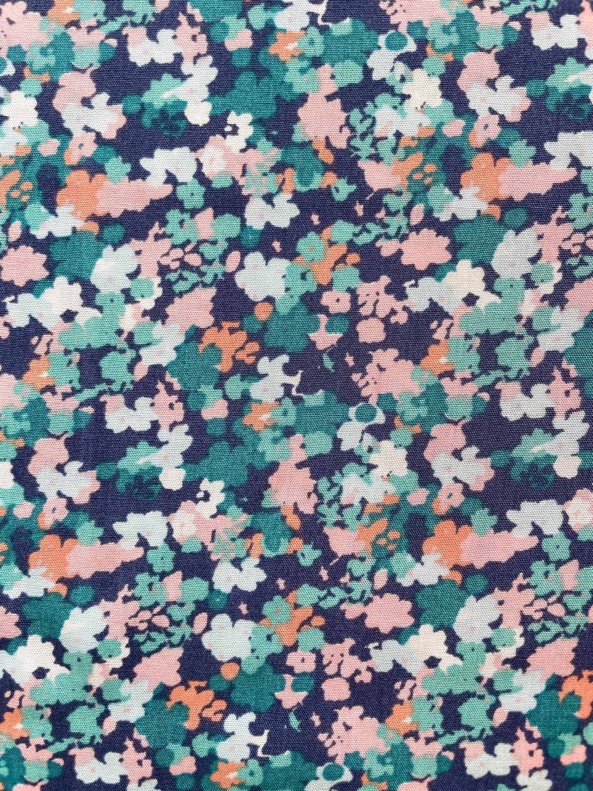 Sommertraum: Floral-Print Viskose dunkelblau/petrol/koralle