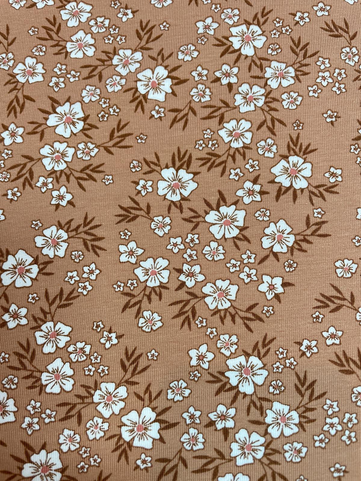 Blüten-Jersey Stoff in Terracotta