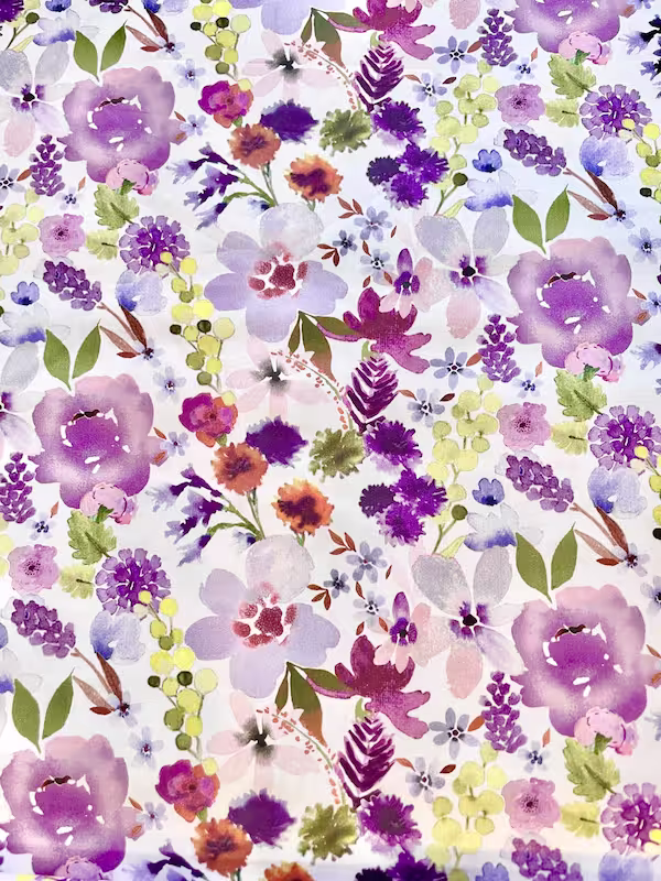 Edler Baumwoll-Satin „Floral Dream“ lila/flieder/mauve/weiss Edler Baumwoll-Satin „Floral Dream“ lila/flieder/mauve/weiss