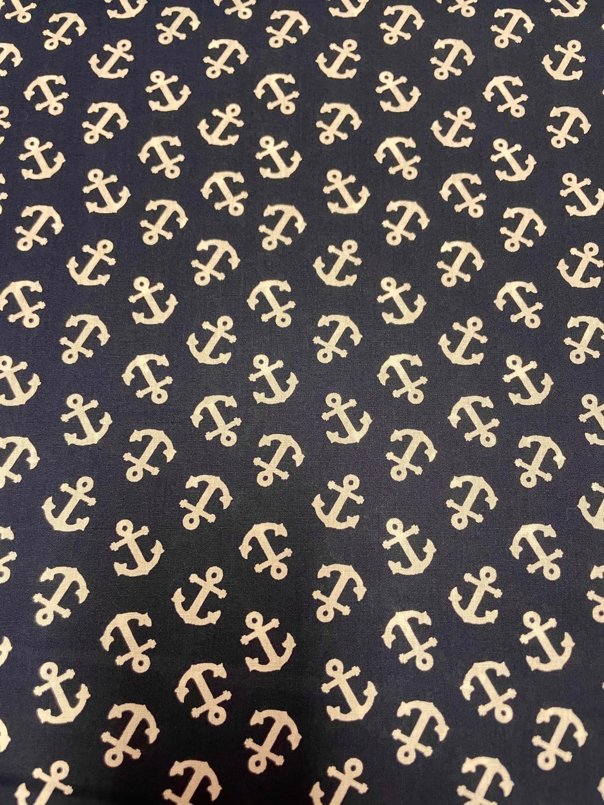 Baumwolle dunkelblau mit Ankern maritim