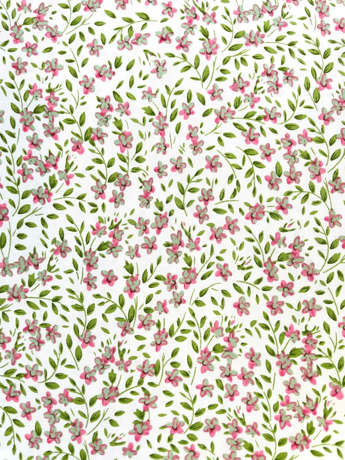 "Flora-Flair: Viskose-Popeline in Blüten-Traum" weiss/grün/rosa "Flora-Flair: Viskose-Popeline in Blüten-Traum" weiss/grün/rosa