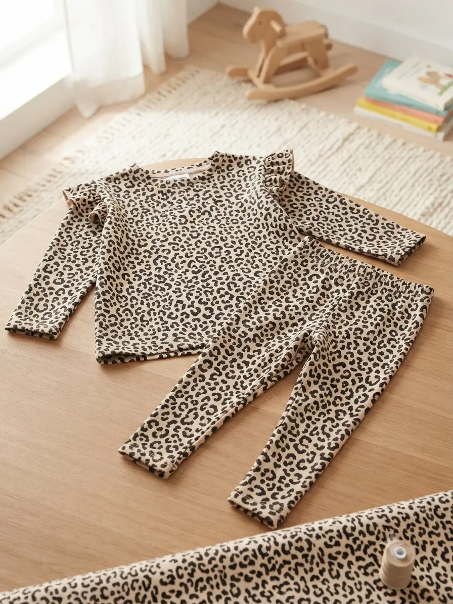 Baumwolljersey mit trendigem Leopardenmuster in Beige und Schwarz, weicher Stoff als Meterware.