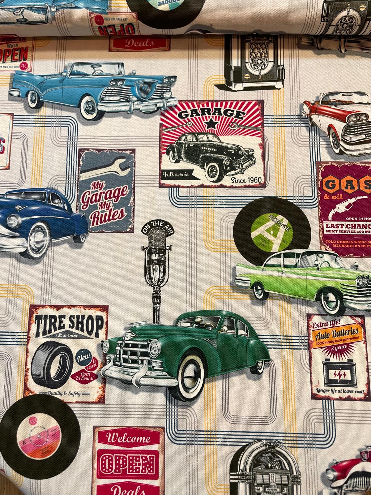 Deko/ Canvas  Stoff mit Oldtimer