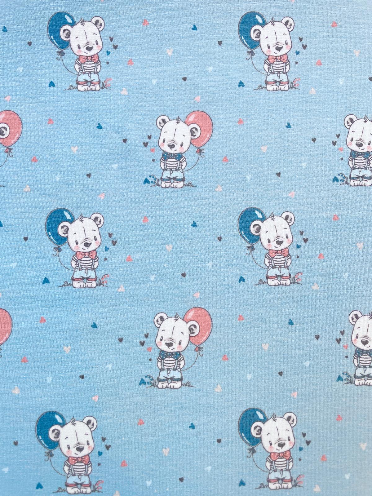 Baumwoll-Jersey "Party Bear"  mit Eisbären hellblau