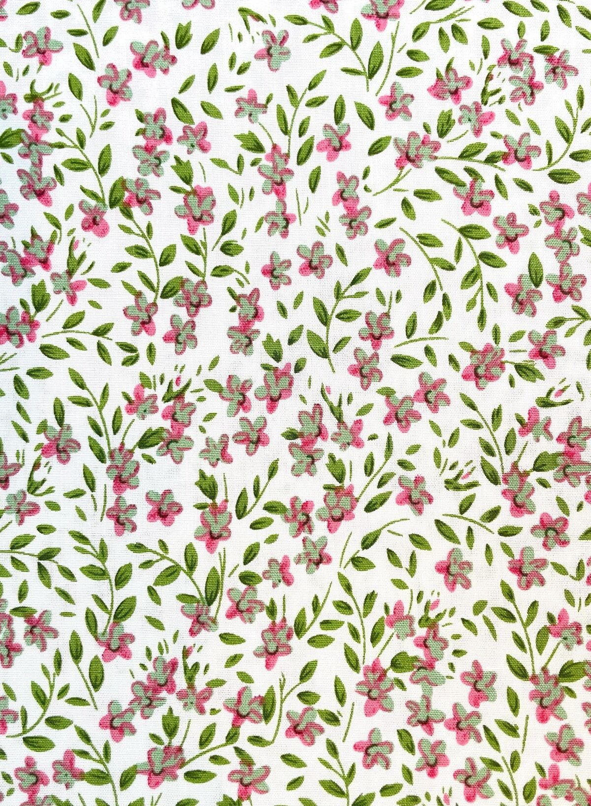 "Flora-Flair: Viskose-Popeline in Blüten-Traum" weiss/grün/rosa
