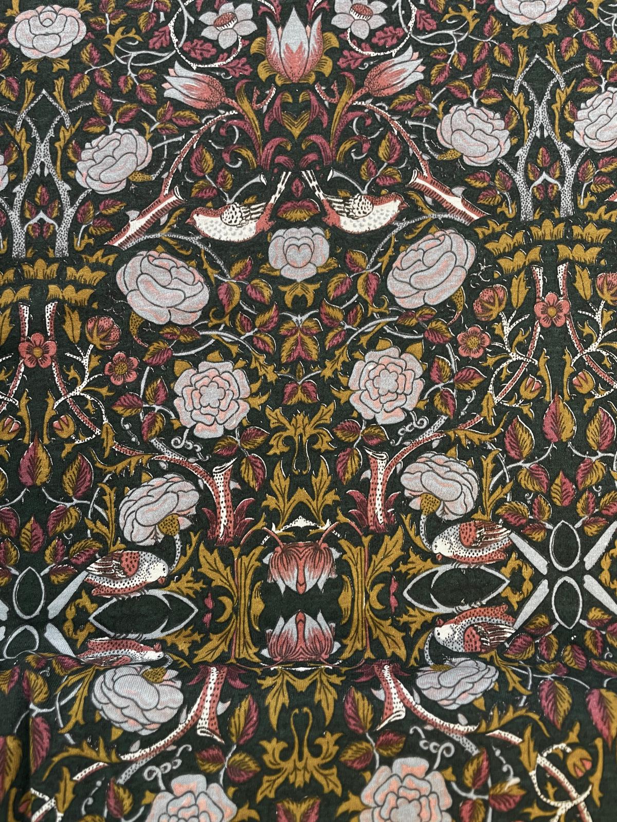 Baumwoll-Stretch"Strawberry Thief" grün olive