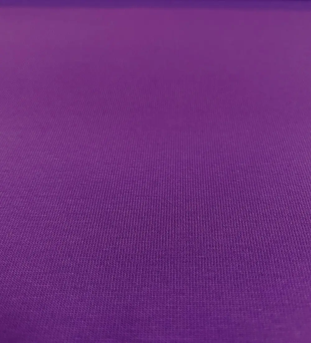 Lila French Terry Uni Stoff mit Schlingenstruktur Nahaufnahme