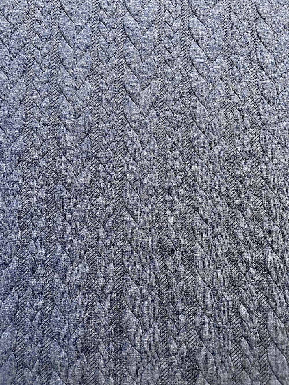Jacquard Strickstoff Zopfmuster Denim melange ( blaugrau) Jacquard Strickstoff Zopfmuster Denim melange ( blaugrau)