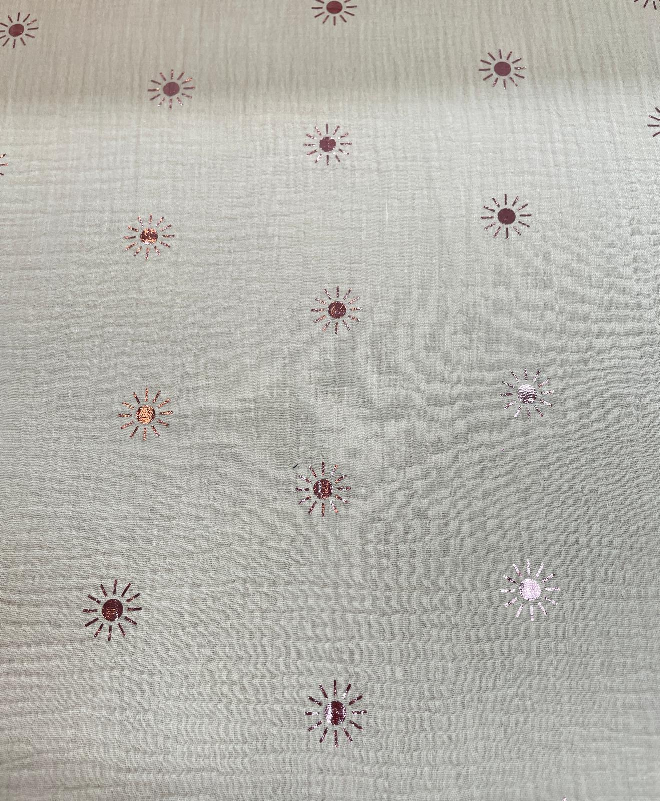 Musselin mit Glitzersonnen