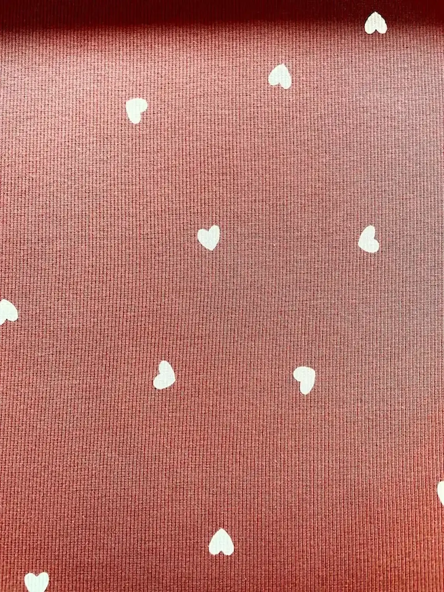 Nahaufnahme eines hautfreundlichen Rippjersey-Stoffes mit feiner Rippenstruktur in der Trendfarbe Rost bzw. Terrakotta für herbstliche und zeitlose Nähprojekte.