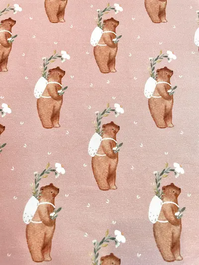 Bio French Terry altrosa/mauve mit Bären