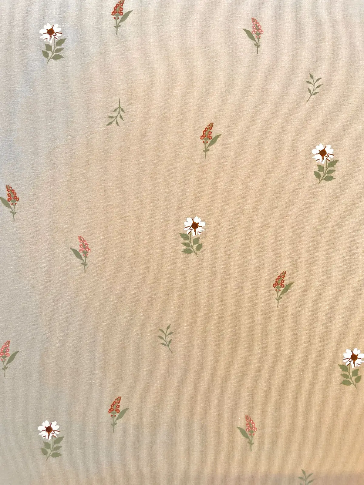 Baumwolljersey „Naturzauber“ – Nostalgisches Blumenmuster in Beige
