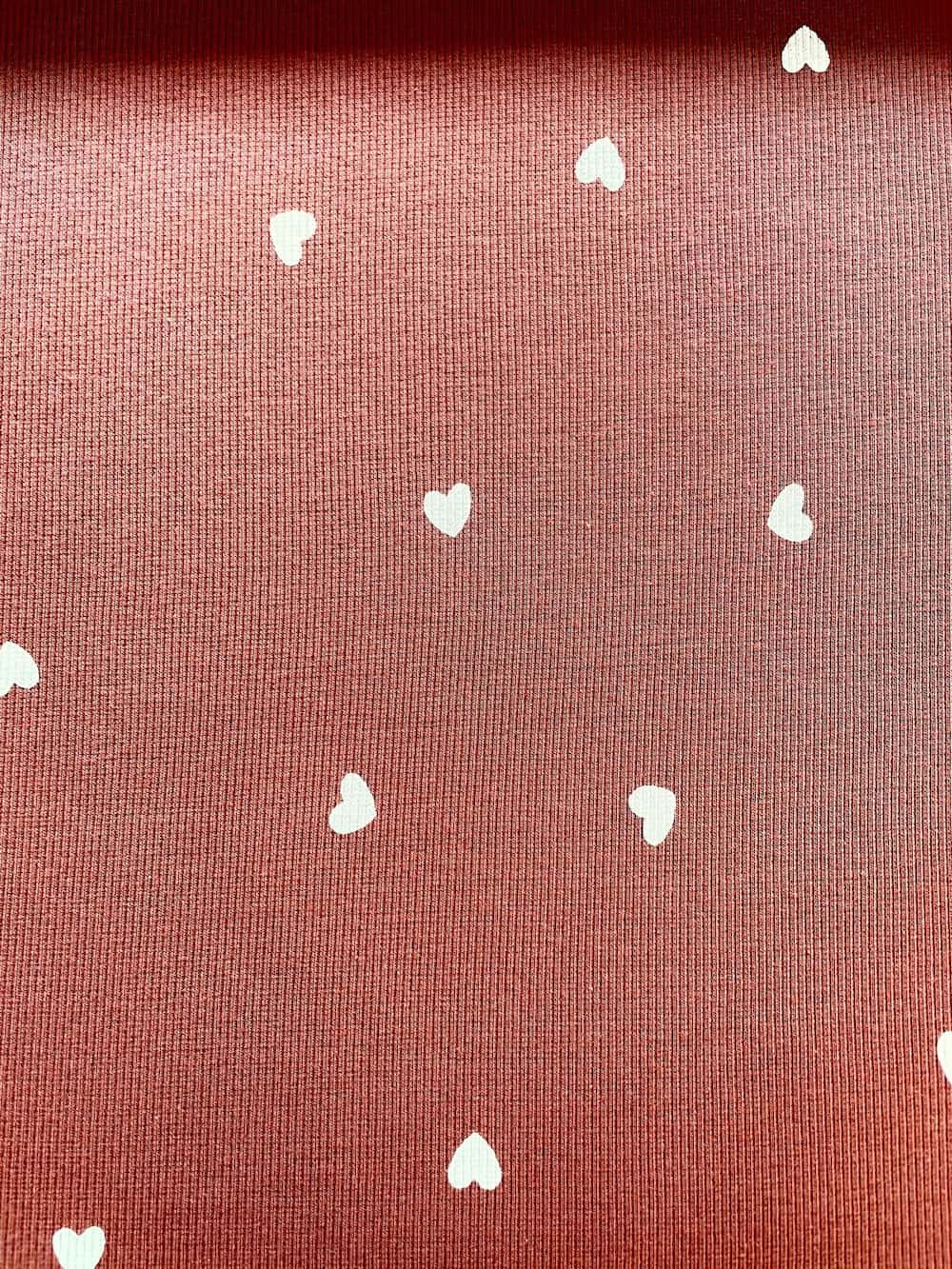 Nahaufnahme eines hautfreundlichen Rippjersey-Stoffes mit feiner Rippenstruktur in der Trendfarbe Rost bzw. Terrakotta für herbstliche und zeitlose Nähprojekte.