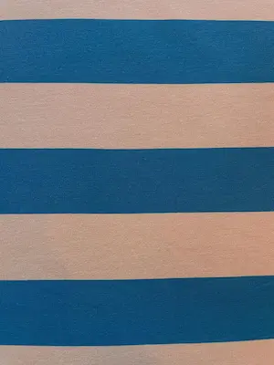 French Terry "Streifenliebe" in Petrol & Sand Blockstreifen