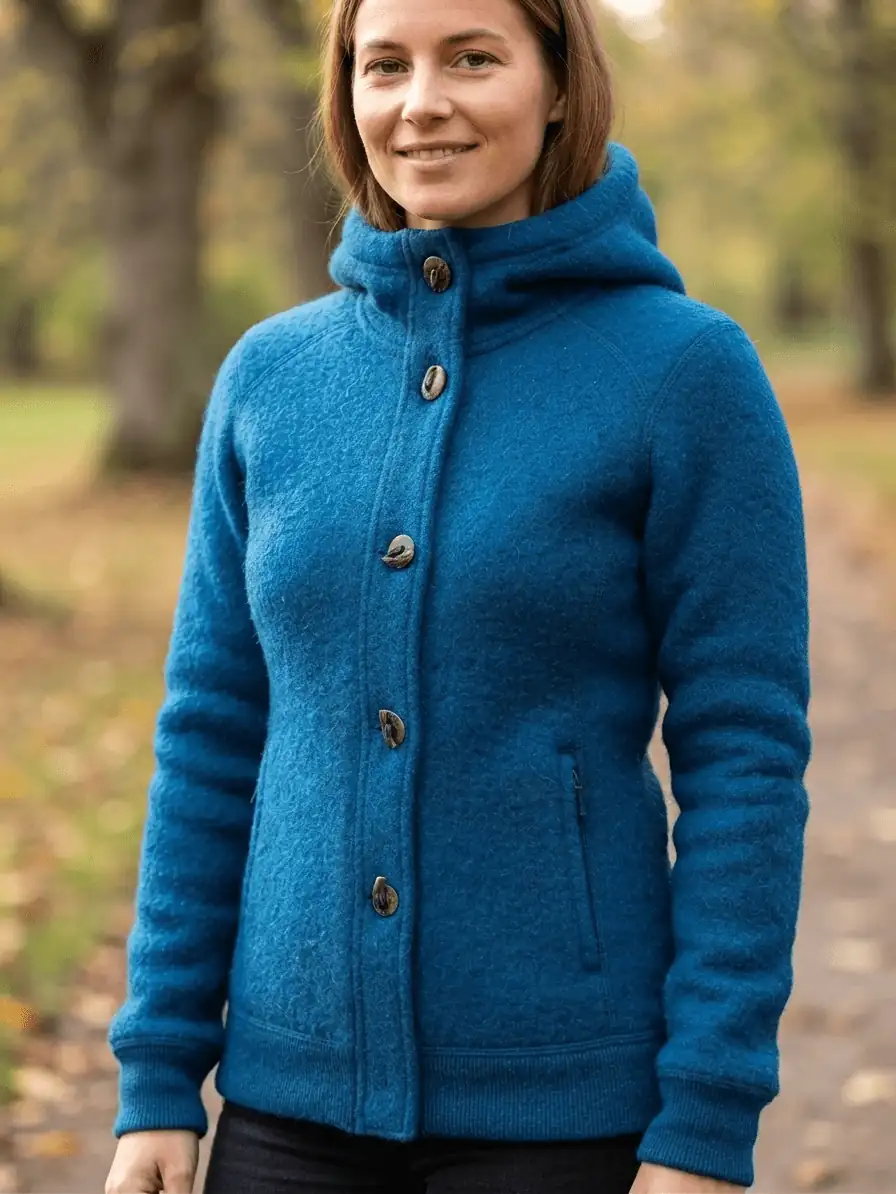 Hochwertige Wollfleece Meterware in intensivem Petrol-Blau für kuschelige Damen-Kapuzenjacken und Wintermode
