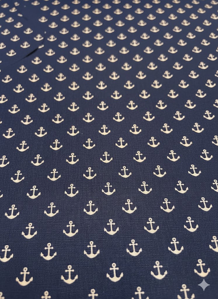 Baumwolle Popeline "Heimathafen" dunkelblau mit Ankern