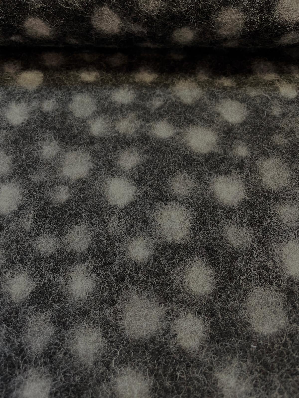 Wollstoff mit Punkten in Melange Optik anthrazit