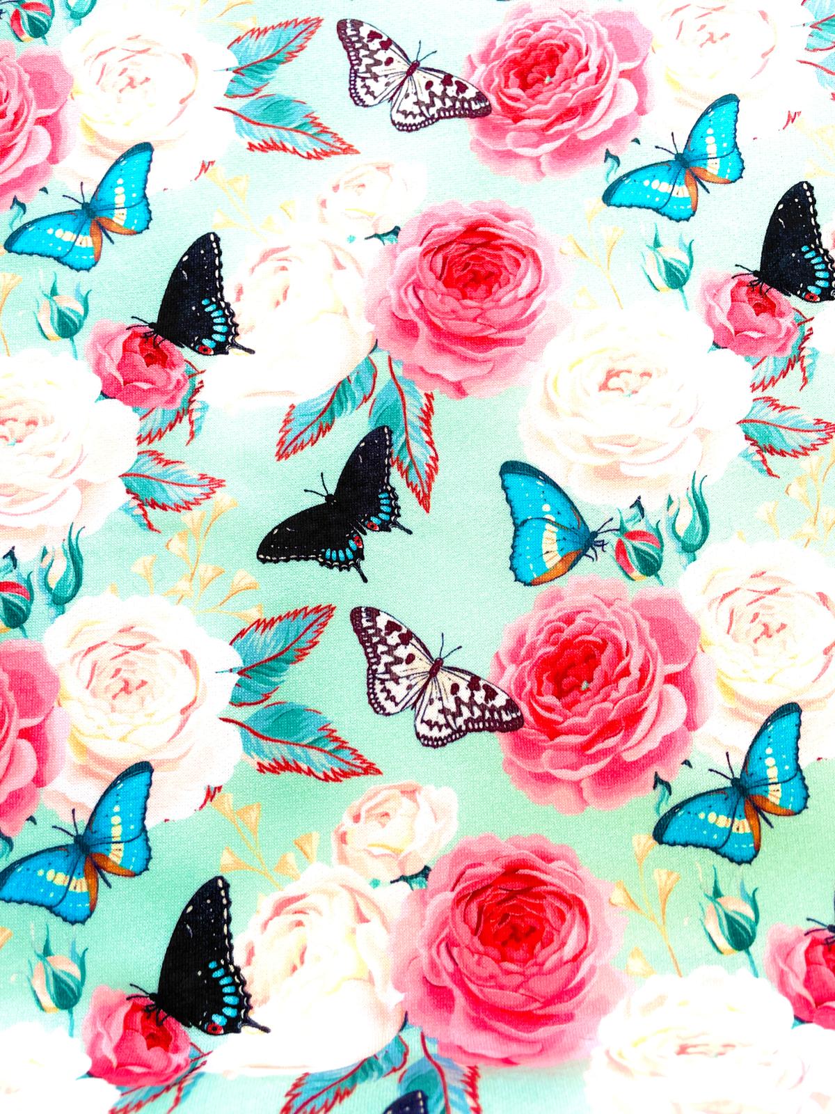 Alpenfleece "Rosengarten& Falter" mint