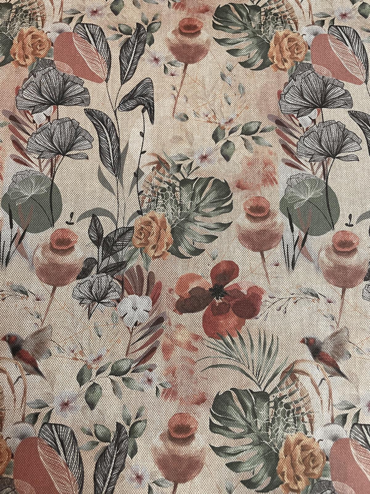 Deko Stoff beige mit Blumenmuster