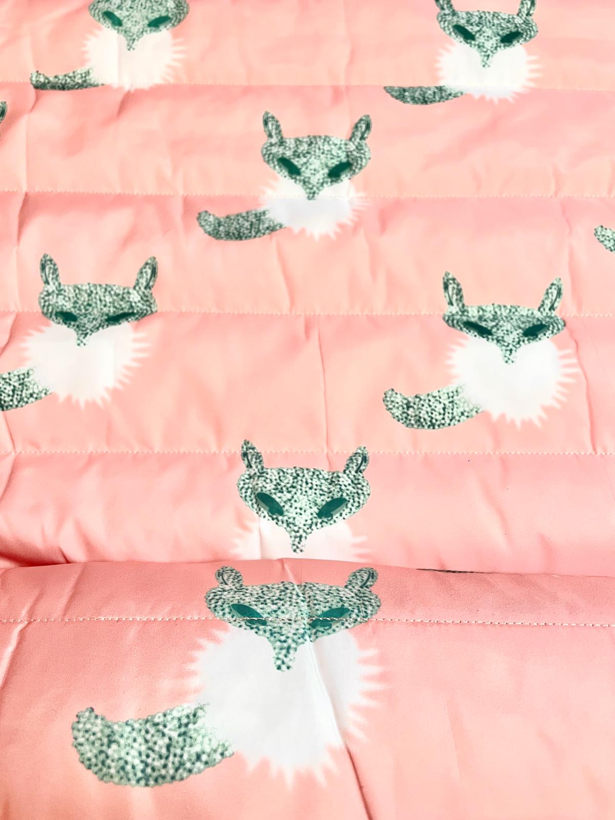 Steppstoff apricot / rosa mit Füchsen wattiert