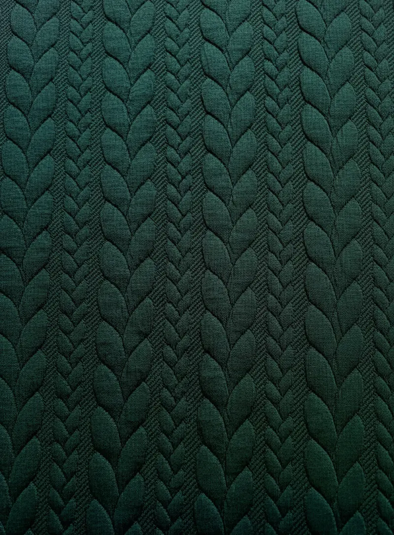 Jacquard Strickstoff Zopfmuster Dunkelgrün Jacquard Strickstoff Zopfmuster Dunkelgrün