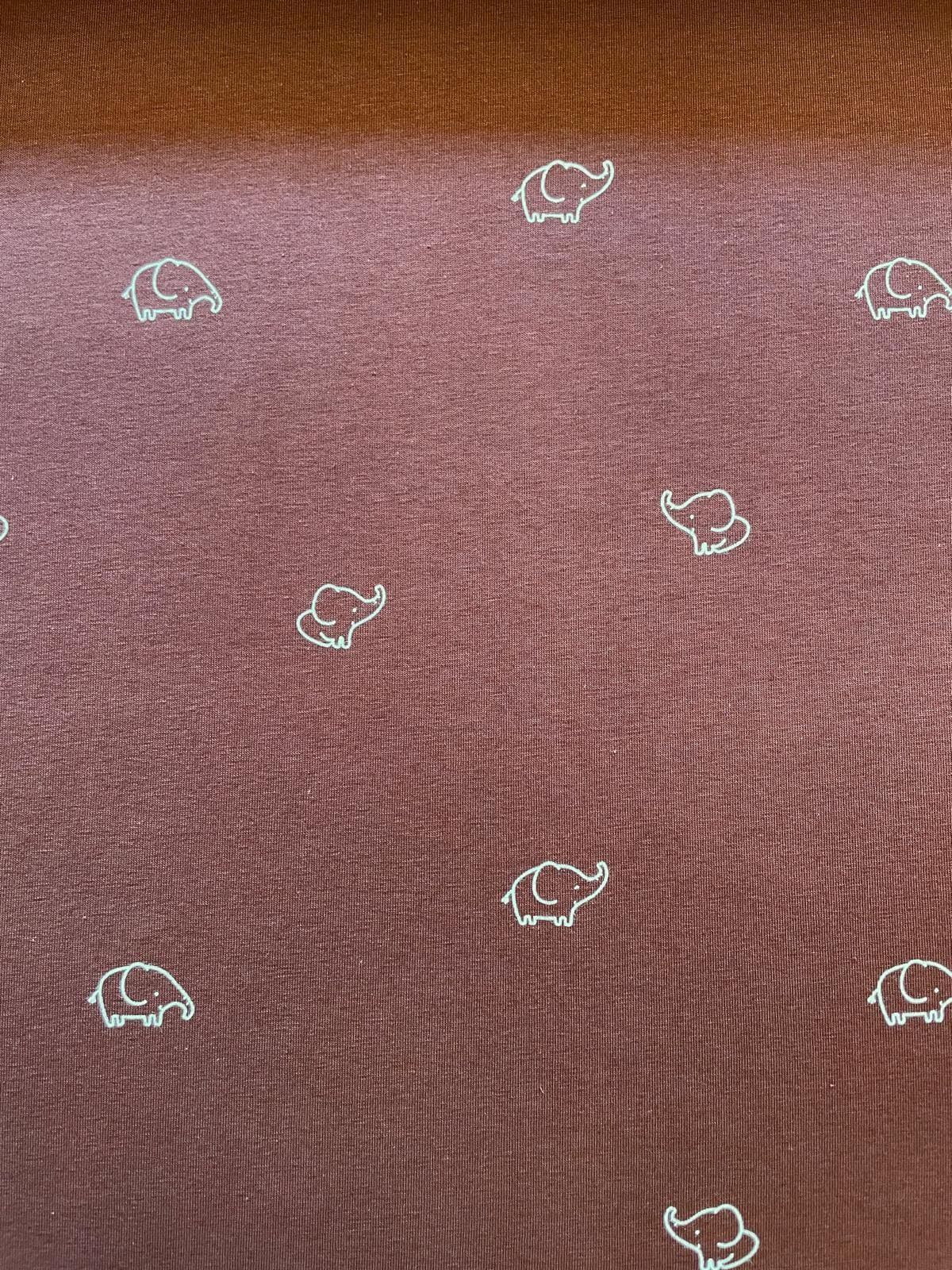 Baumwolljersey „Kleine Elefanten“ – Rostbraun Baumwolljersey „Kleine Elefanten“ – Rostbraun