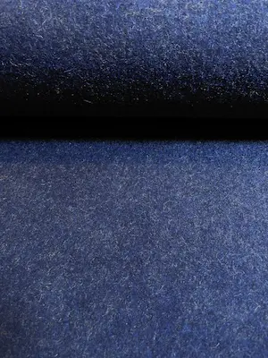Dunkelblauer Walkstoff (Marine) aus 100% Schurwolle, dichte gefilzte Textur mit leichter Melierung, perfekt für warme Jacken.