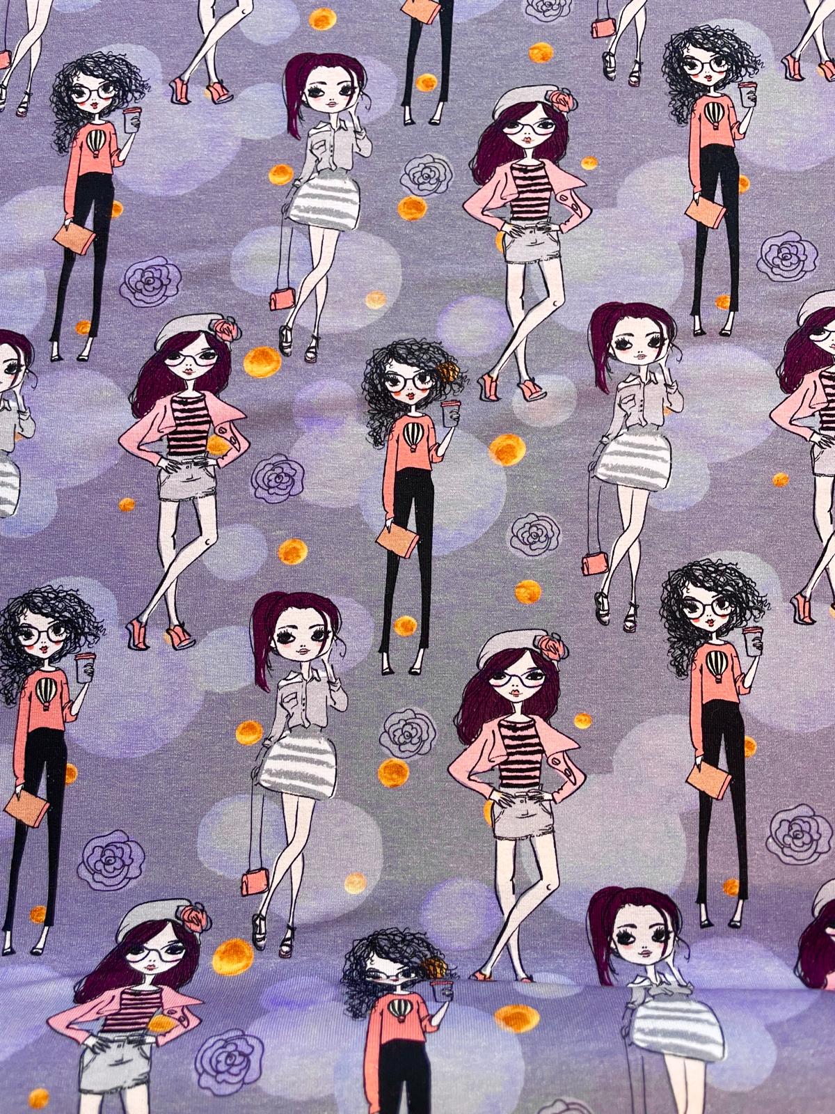 Baumwoll-Jersey " Street Style Girls" lila modern