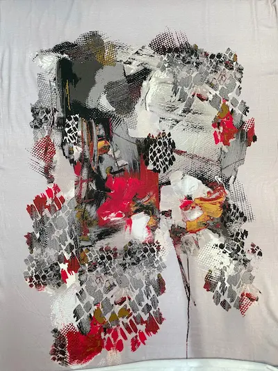 Viskose-Jersey Panel „Abstract Art“ grau/schwarz/rot/ocker Viskose-Jersey Panel „Abstract Art“ grau/schwarz/rot/ocker