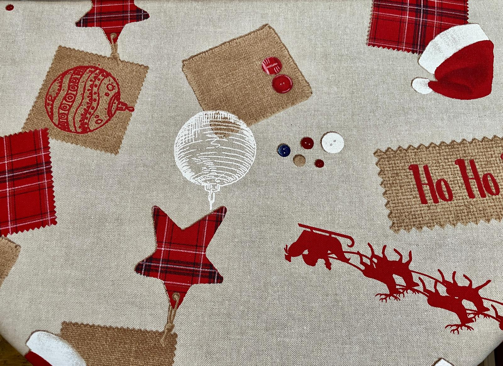 Canvas Patchwork Weihnachten Ho-Ho-Ho weinrot/beige