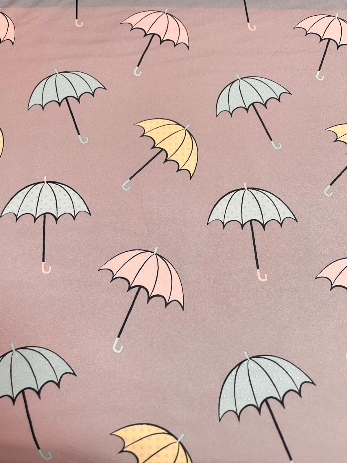 Softshell altrosa mit bunten Regenschirmen