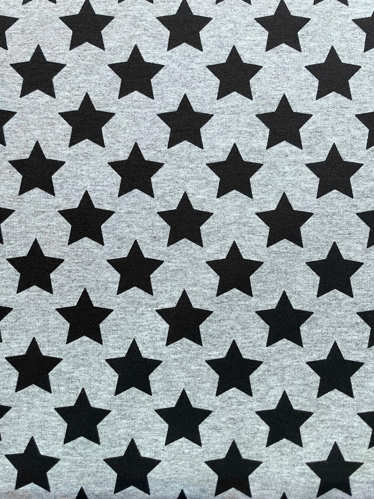 French Terry "Cool Stars" mit Sternen grau/schwarz
