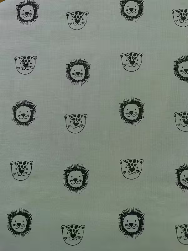 „Jungle Pals“ – Bio-Baumwoll-Popeline Löwen /Tiger grün