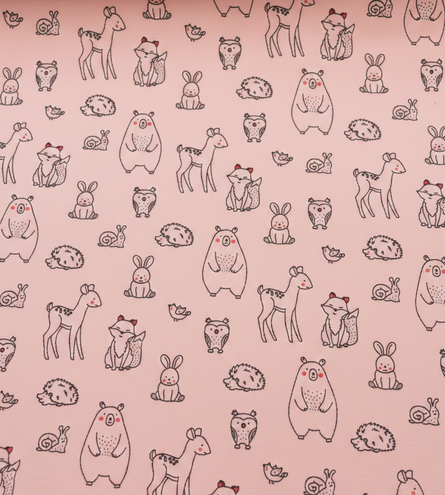 French Terry "Waldabenteuer" mit Tieren altrosa French Terry "Waldabenteuer" mit Tieren altrosa