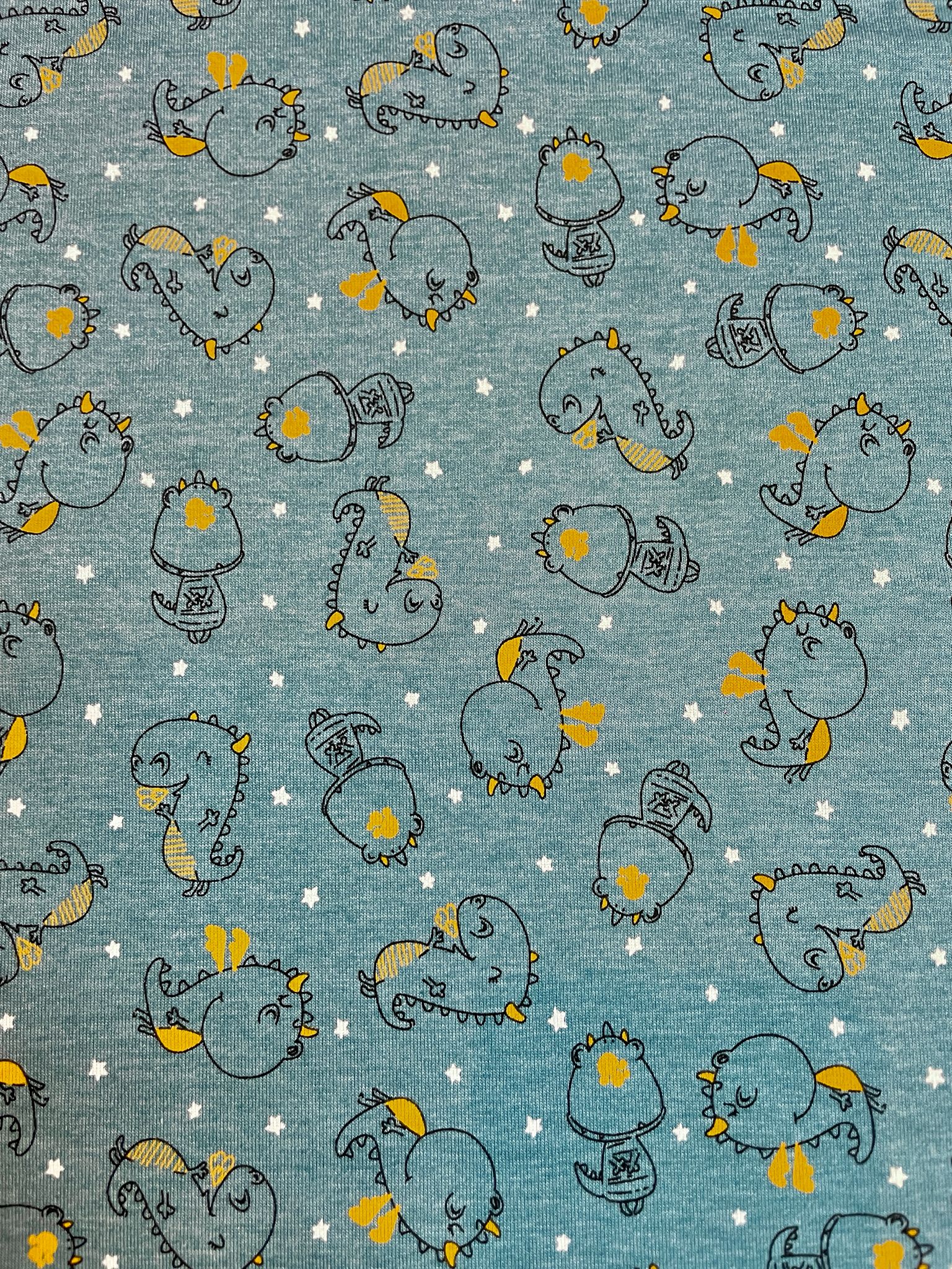 Jersey "Baby-Dinos" blaugrau mit kleinen Dinos