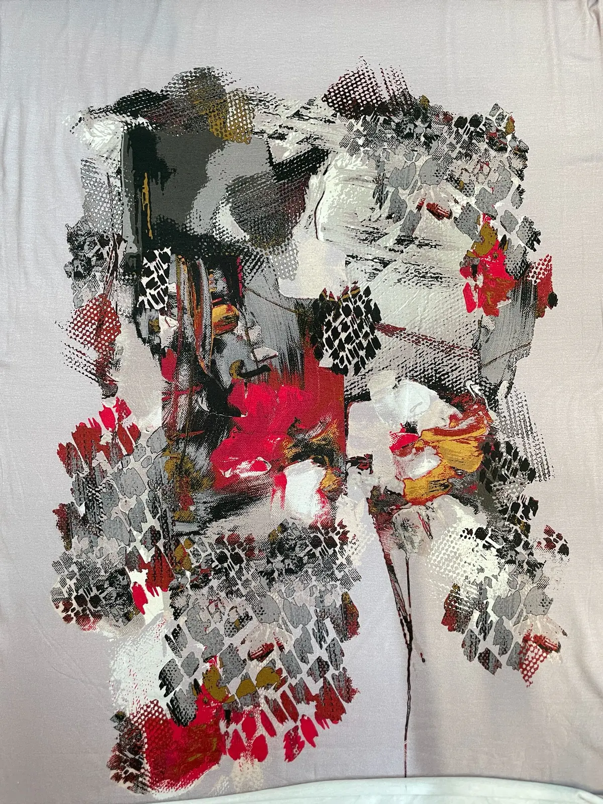 Viskose-Jersey Panel „Abstract Art“ grau/schwarz/rot/ocker Viskose-Jersey Panel „Abstract Art“ grau/schwarz/rot/ocker