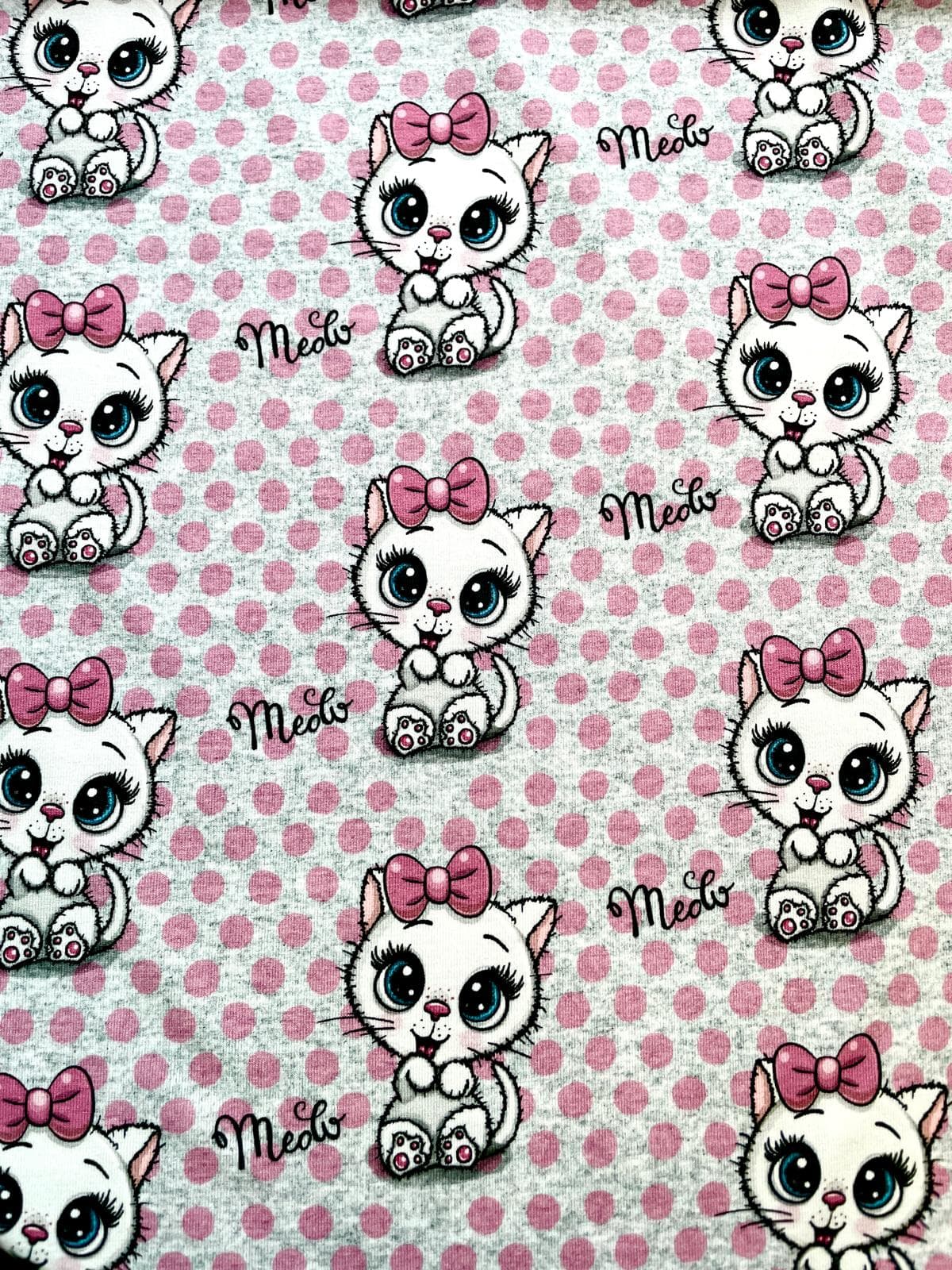 Baumwoll-Jersey "Miss Meow" mit Katzen grau /pink Baumwoll-Jersey "Miss Meow" mit Katzen grau /pink