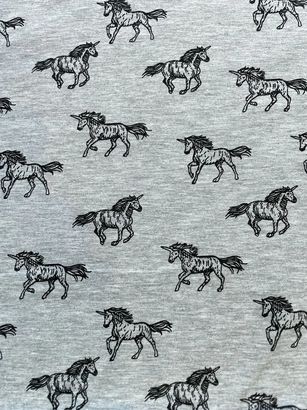 Baumwoll-Jersey "Mystic Unicorn" mit Einhörner grau-melange