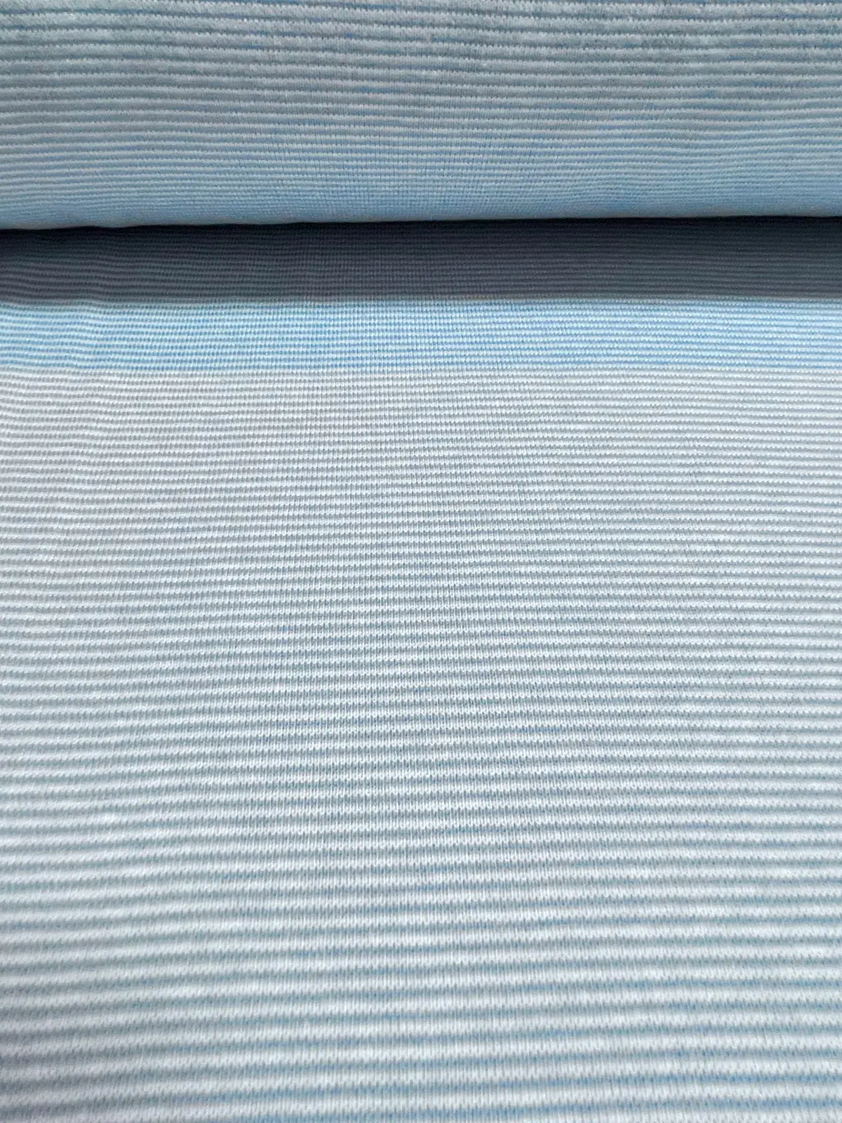 Bündchen schmal gestreift hellblau/ecru