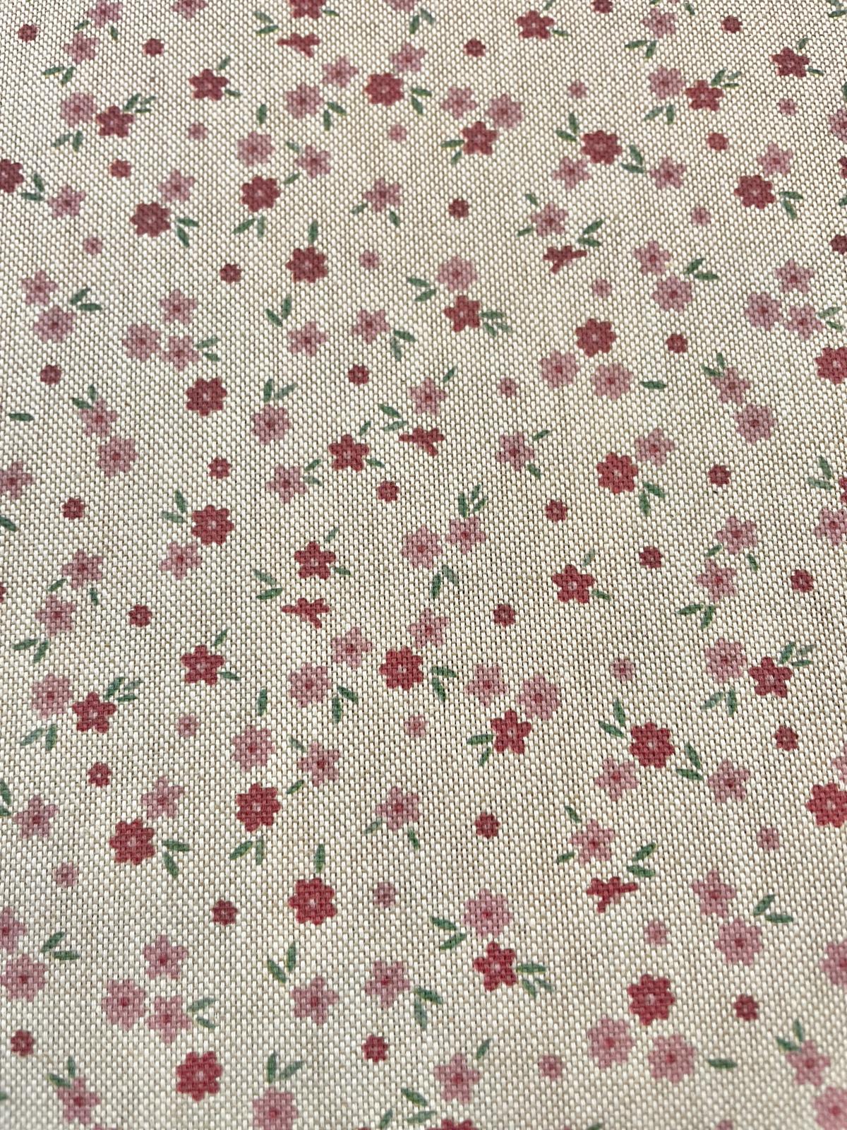 Dekostoff beige mit kleinen Streublumen